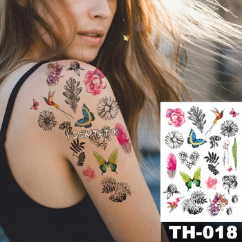 Impermeabil Tatuaj Temporar Autocolant flori Mici fluture model pasăre de Apă Transfer Daisy con de pin body art flash tatuaj fals