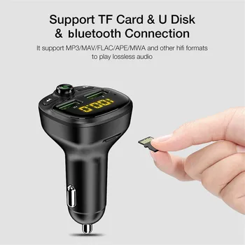 Incarcator Auto USB MP3, Card TF Muzica Car Kit-Display Digital fără Fir bluetooth Transmițător Fm Încărcare Rapidă