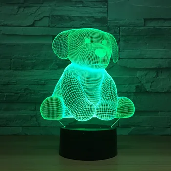Minunat LED Lumina de Noapte Urs Drăguț Câine Lampă pentru Copii Dormitor Copii Jucărie Joc Decor 3D Jucărie Lumini Novely Decor Cadou