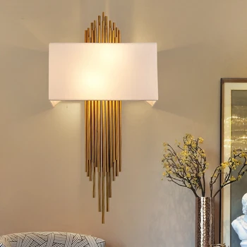 Modern de Aur din Oțel Inoxidabil LED Lampă de Perete 110 220V Pictat Baie Dormitor Noptieră noptiera Iluminare Acasă