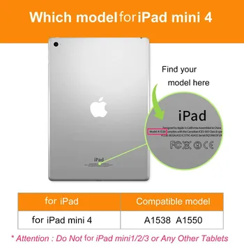 Pentru iPad Mini 4 Caz A1550 A1538 Auto Sleep /Wake Up Flip Litchi Piele PU Capac Pentru ipad MINI 4 Smart Stand Titular Folio Cazuri