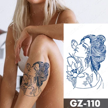 Suc De Cerneală Durată Impermeabil Tatuaj Temporar Autocolante De Infrumusetare Geisha Crescut Prajna Flash Tatuaj Feminin Brațul Body Art Fals Tatuaj De Sex Masculin