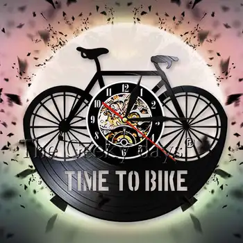 Timp Pentru Biciclete de Artă Decorativă Ceas de Perete Vintage Negru Agățat disc de Vinil Ceas de Perete 3D Ceasuri de Perete pentru Biciclete Arta de Perete Decor