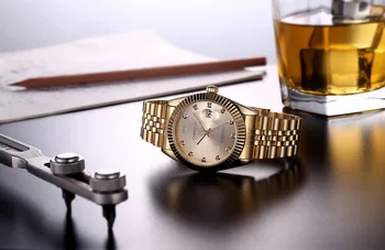 TORBOLLO NOU Brand de Moda Cuarț Bărbați ' s Ceas din Oțel Inoxidabil Data de Afișaj Analogic de Aur pentru Bărbați Ceasuri relogio masculino
