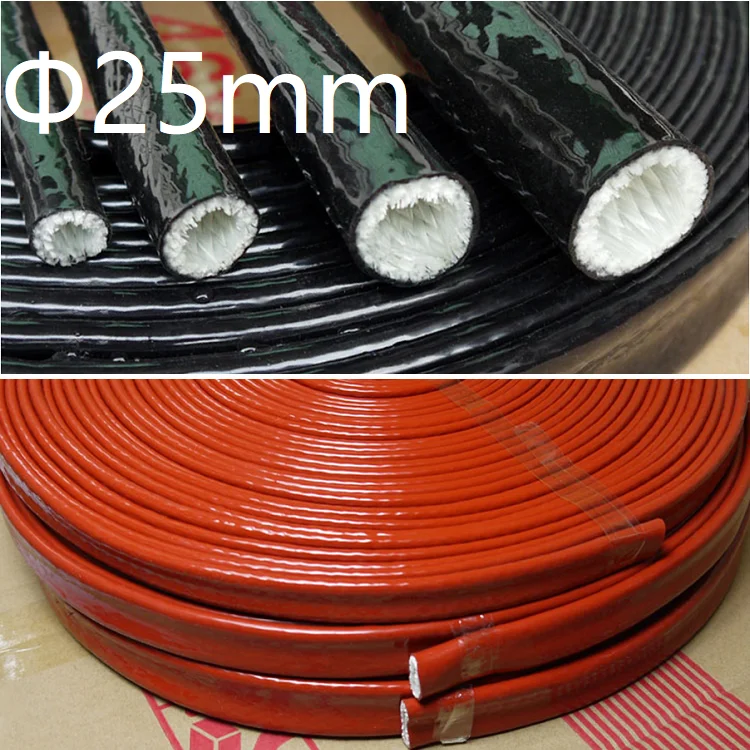 Îngroșarea rezistente la Foc ID Tub de 25mm Silicon fibra de sticla Cablu Manșon de Temperatură Înaltă, Rezistent la Ulei Izolate Sârmă Proteja Conducta